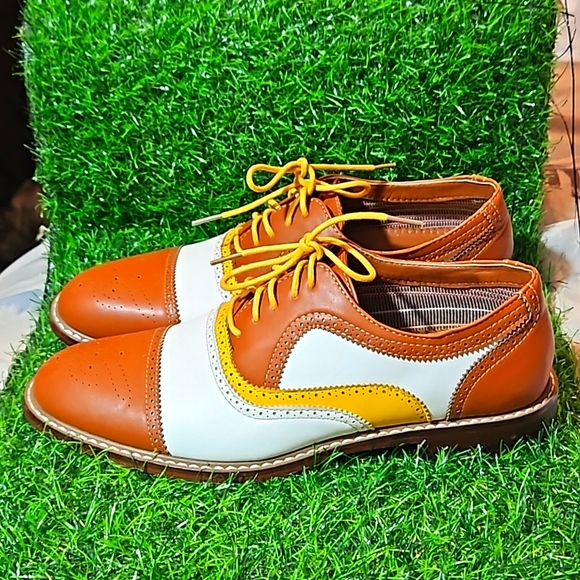 Ferro Aldo Other - Ferro Aldo Men’s Seth Oxford Dress Shoes, Brown White Yellow, Size 6.5 leather